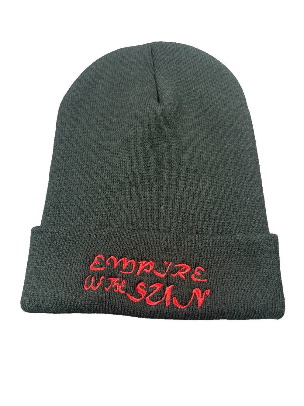 Empire of the Sun Black Knit Beanie Red Embroidered Logo Cuffed Hat